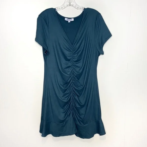 Vanity Room Short Sleeve Ruched Jersey Dress - Picture 2 of 6
